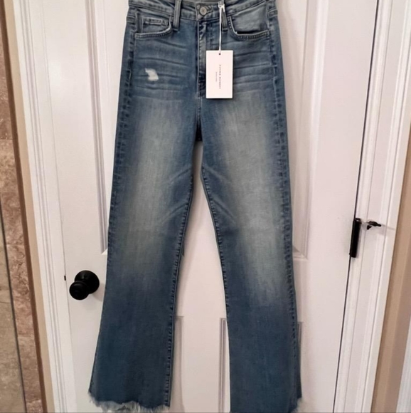 Flying Monkey Denim - NWT!! Flying Monkey Y3230 Light Wash Super High Waisted Raw Hem Flare Denim Jean
